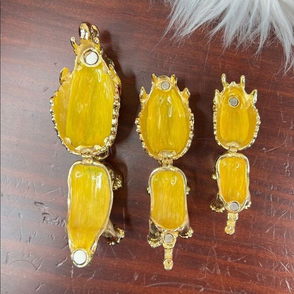 3 Qifu Elephant Family Trinket Box Set Enamel Rhinestone Jeweled Hinged - Picture 7 of 8